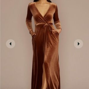 David’s bridal long sleeve velvet bridesmaid dress